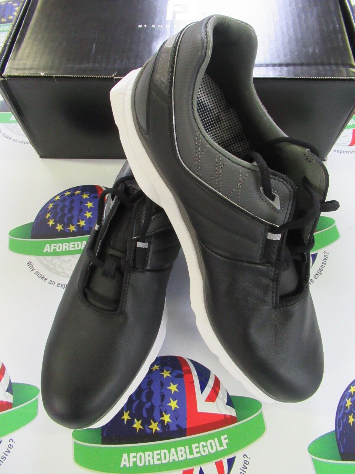 footjoy pro sl waterproof golf shoes 53077k black/grey uk size 8.5 medium