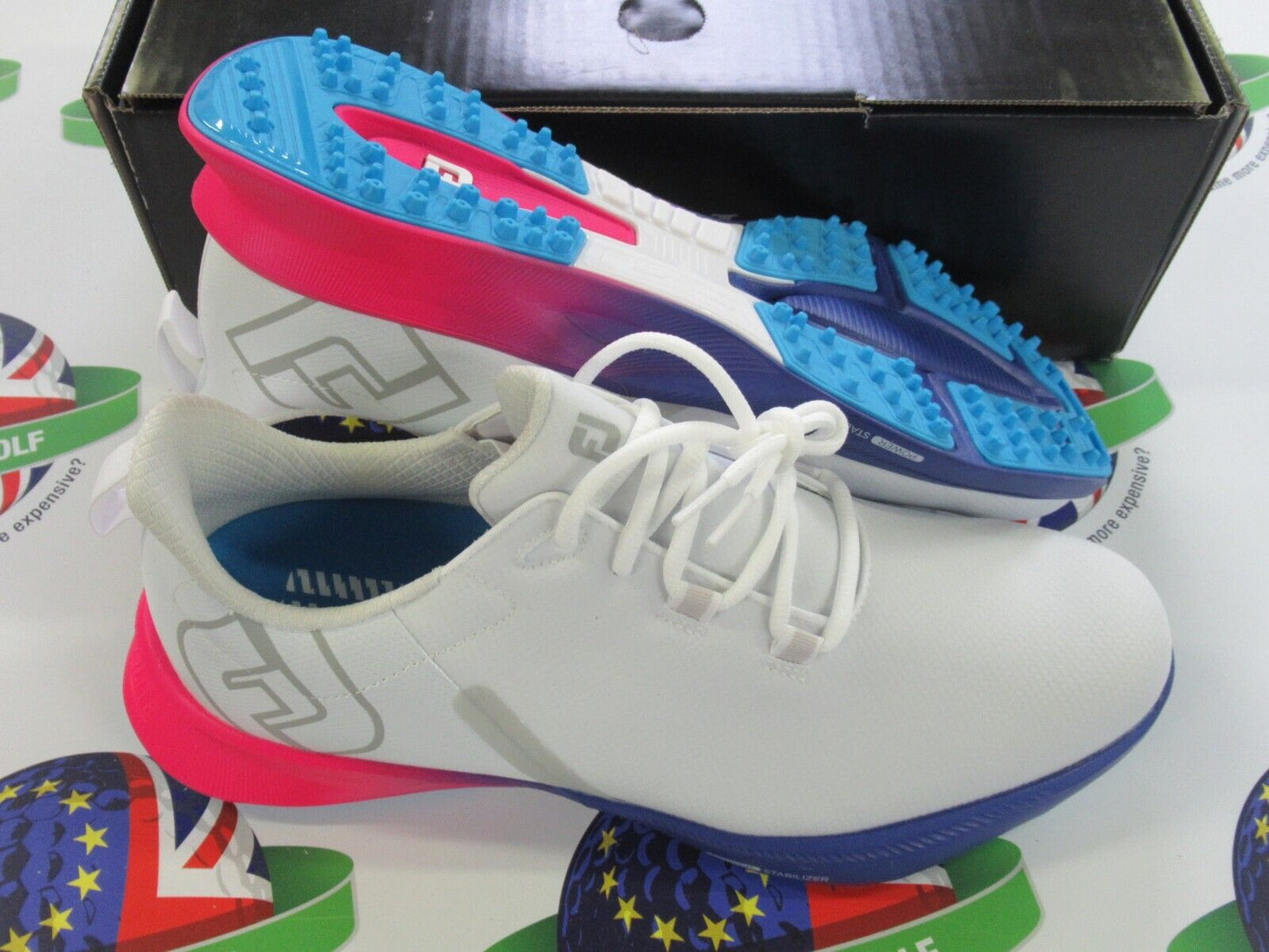 footjoy fuel sport waterproof golf shoes 55455k white/magenta/purple 8 medium