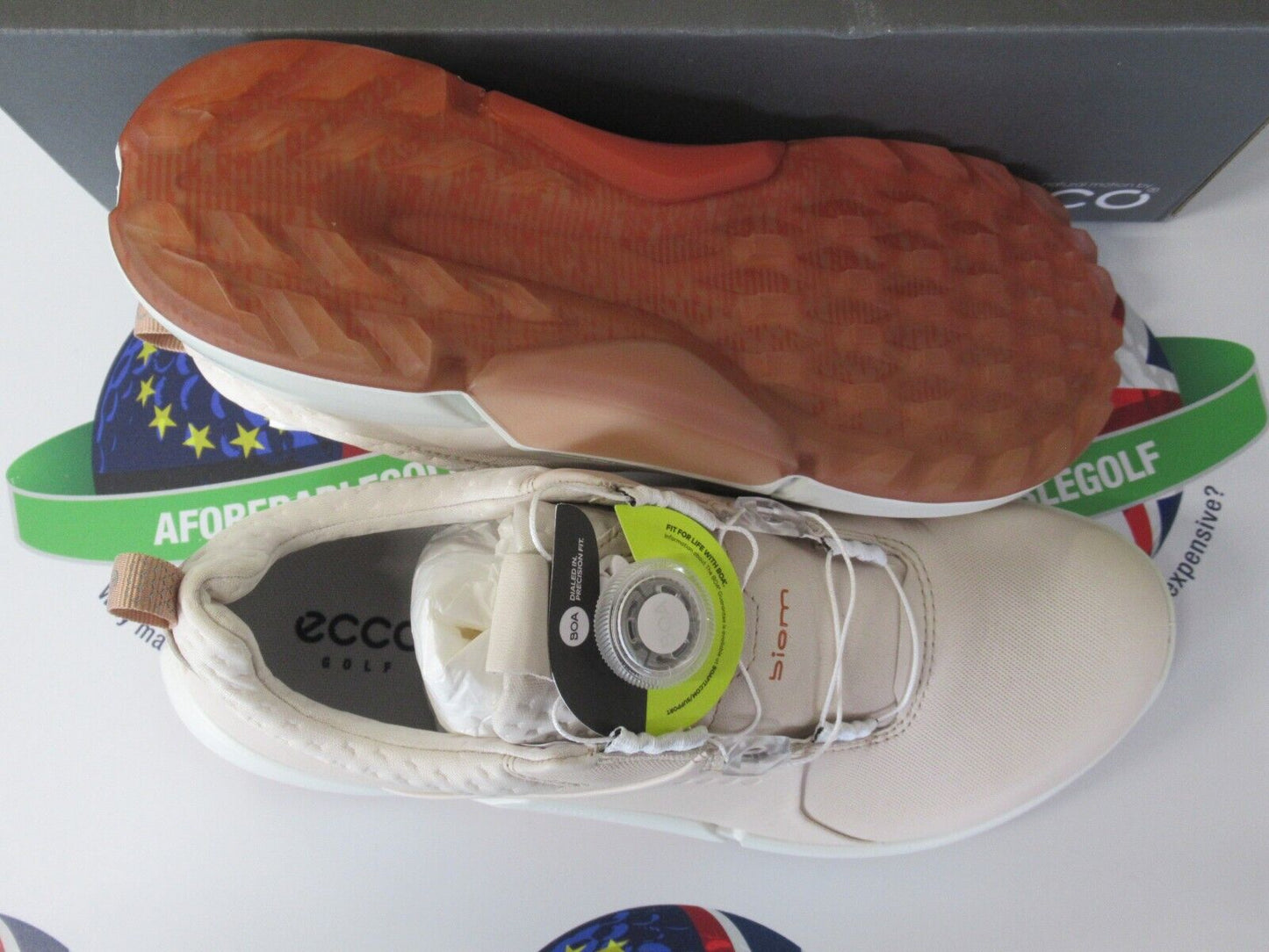 Ecco Womens Golf Biom H4 Boa Golf Shoes Limestone UK Size 4.5