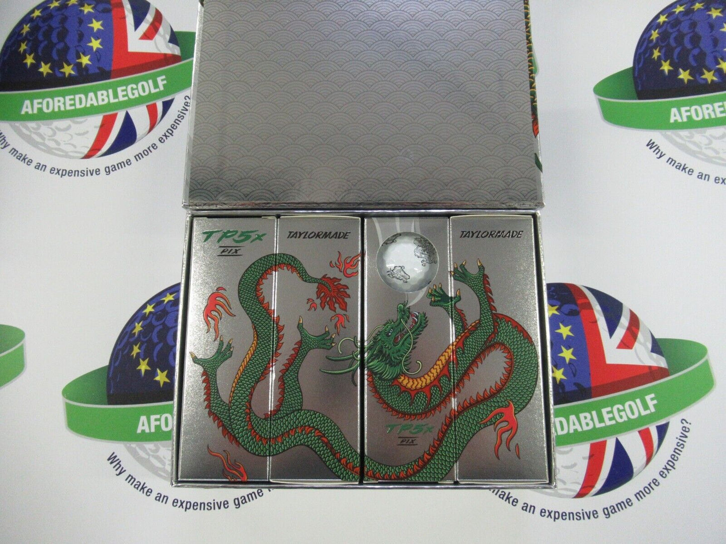 New 12 Taylormade Vault Limited Edition Tp5 X Pix Dragon Silver Golf Balls