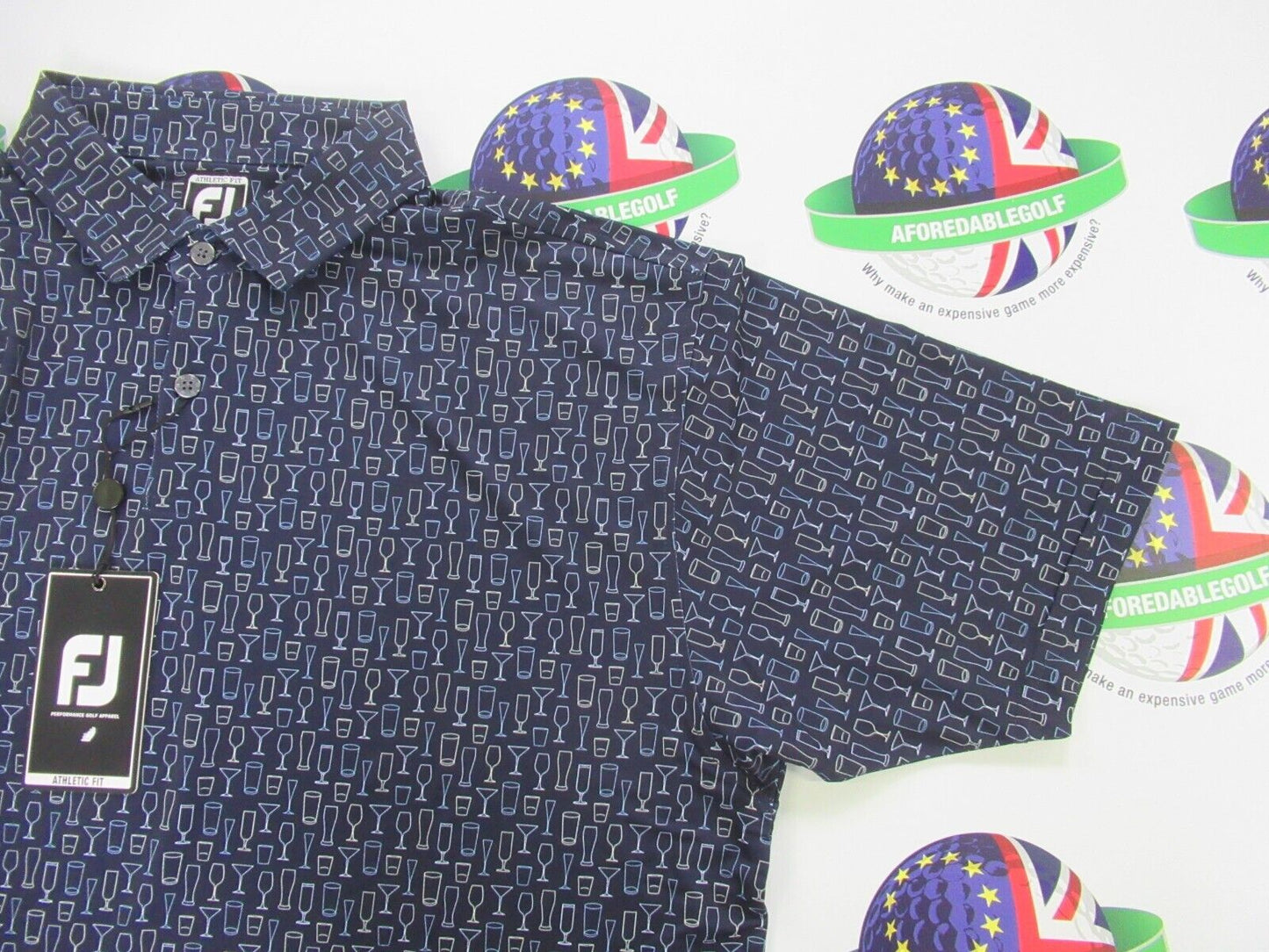 footjoy eu navy print polo shirt uk size xxl