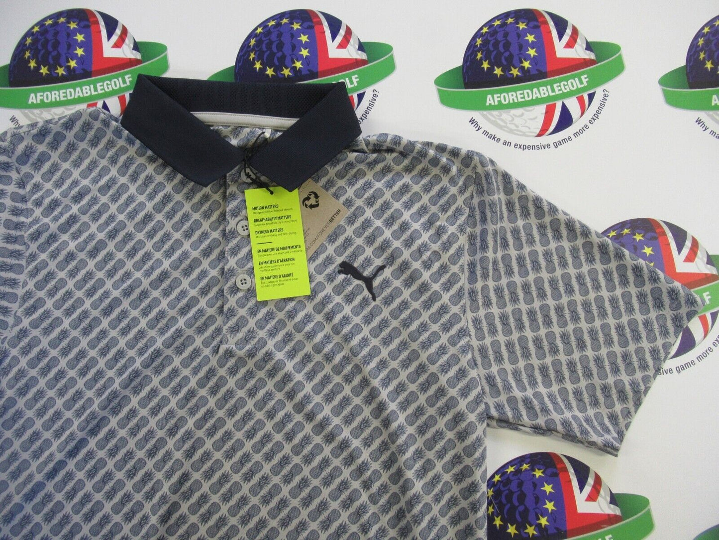 Puma Mattr Pineapple Polo Shirt Navy Blazer UK Size Small