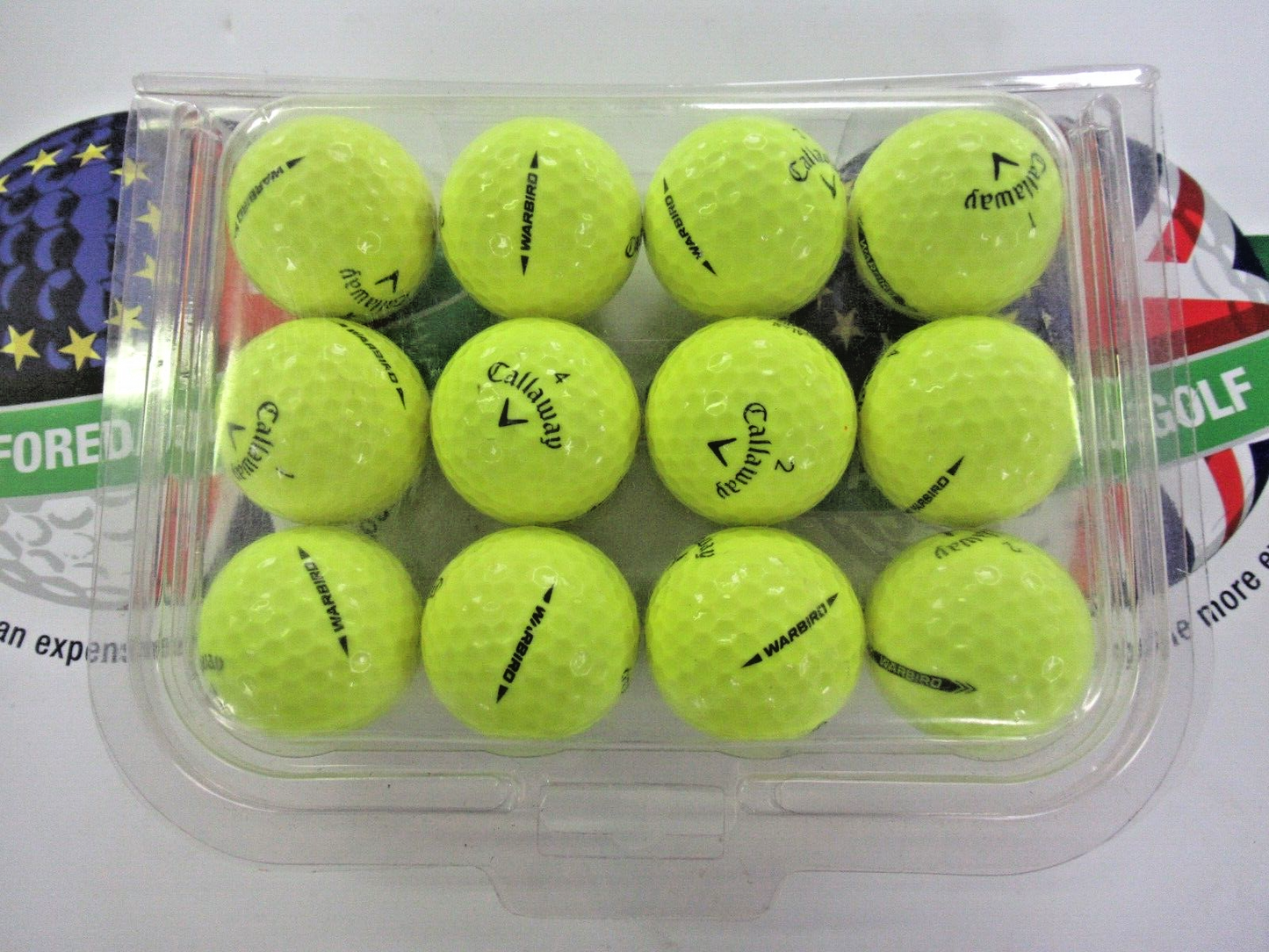 12 Callaway Warbird Optic Yellow Golf Balls Pearl/Pearl 1 Grade