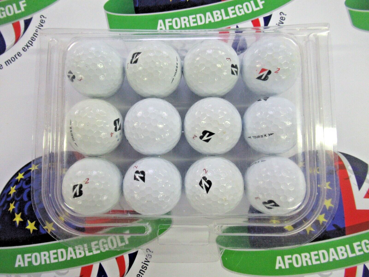 12 Bridgestone Tour B X Golf Balls Pearl/Pearl 1 Grade