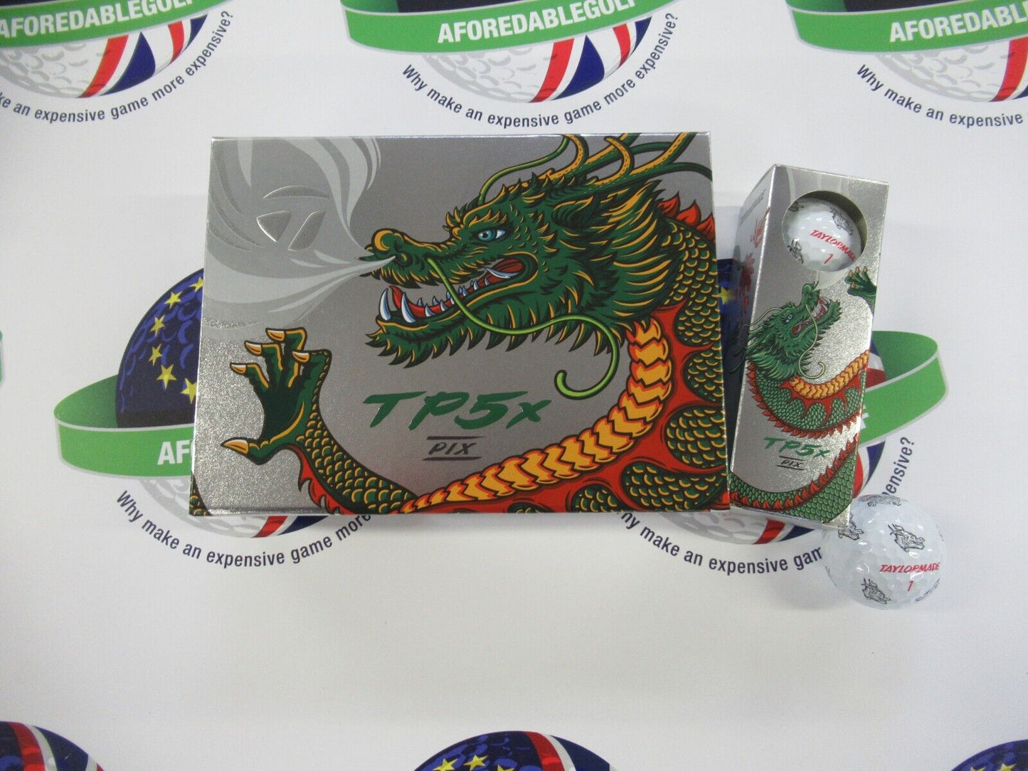 new 12 taylormade vault limited edition tp5 x pix dragon silver golf balls