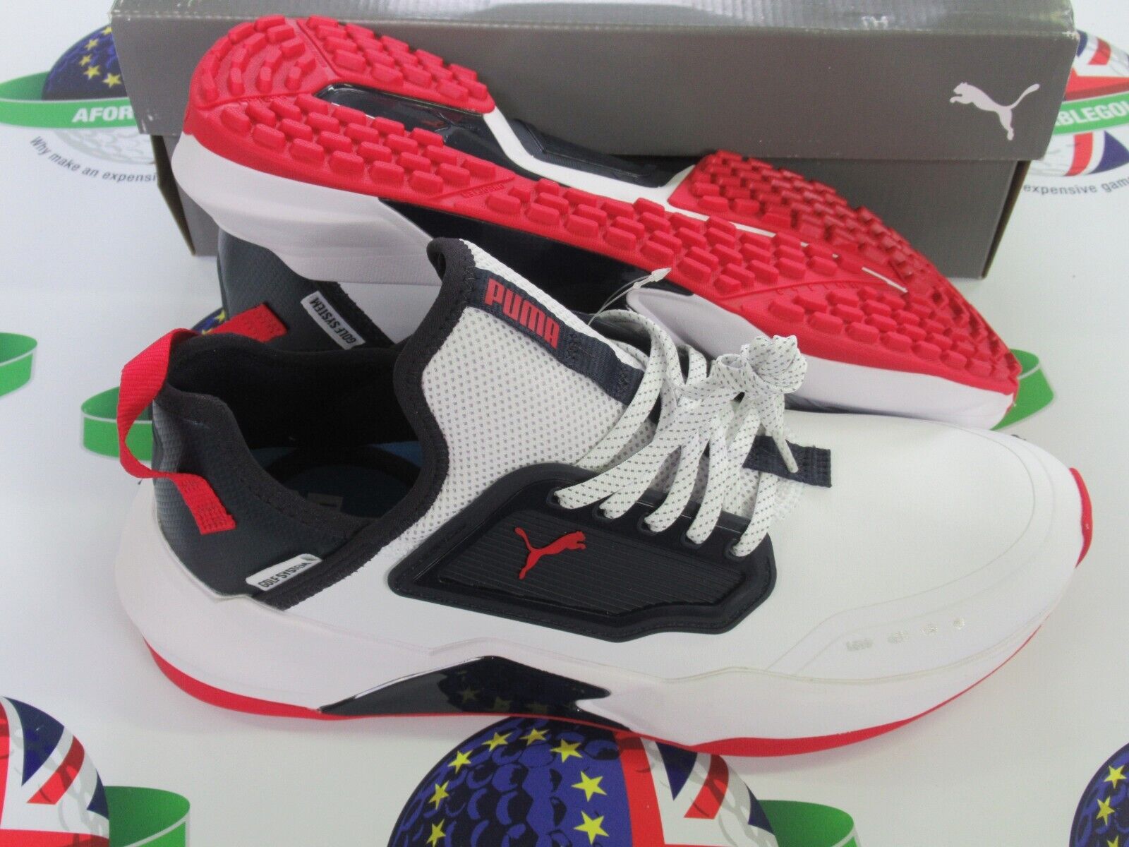 puma gs one waterproof golf shoes white navy blazer ski patrol uk size Aforedablegolf