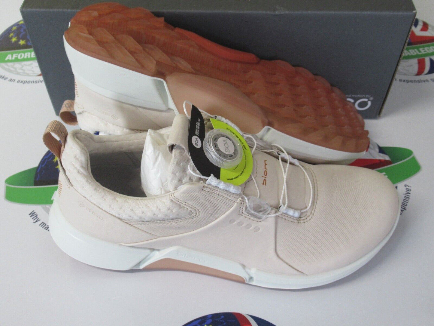 ecco womens golf biom h4 boa golf shoes limestone uk size 4.5
