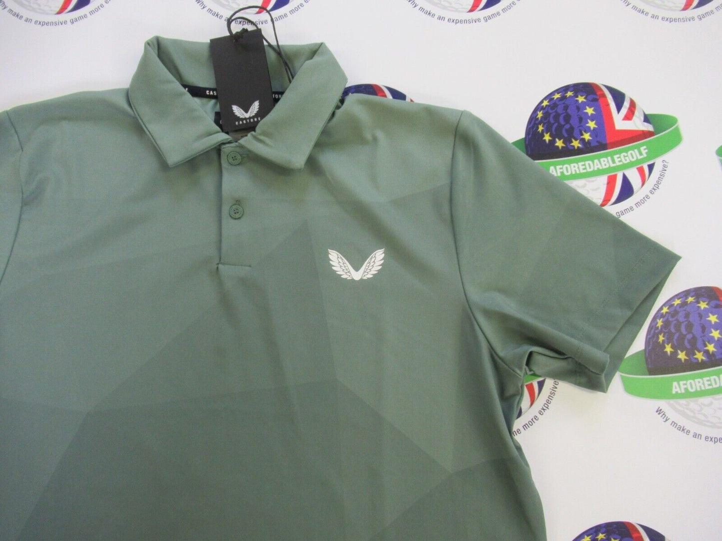 castore golf mens printed polo shirt hunter green uk size medium