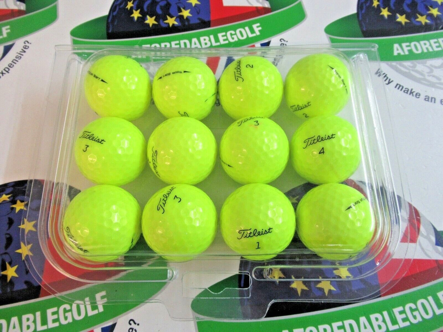 12 Titleist Tour Soft Optic Yellow Golf Balls Pearl/Pearl 1 Grade