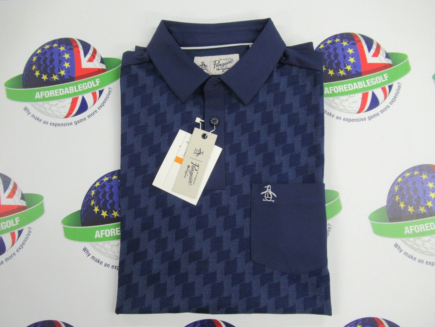Original Penguin Golf 50's Colour Block Print Polo Shirt Astral Night Size Small