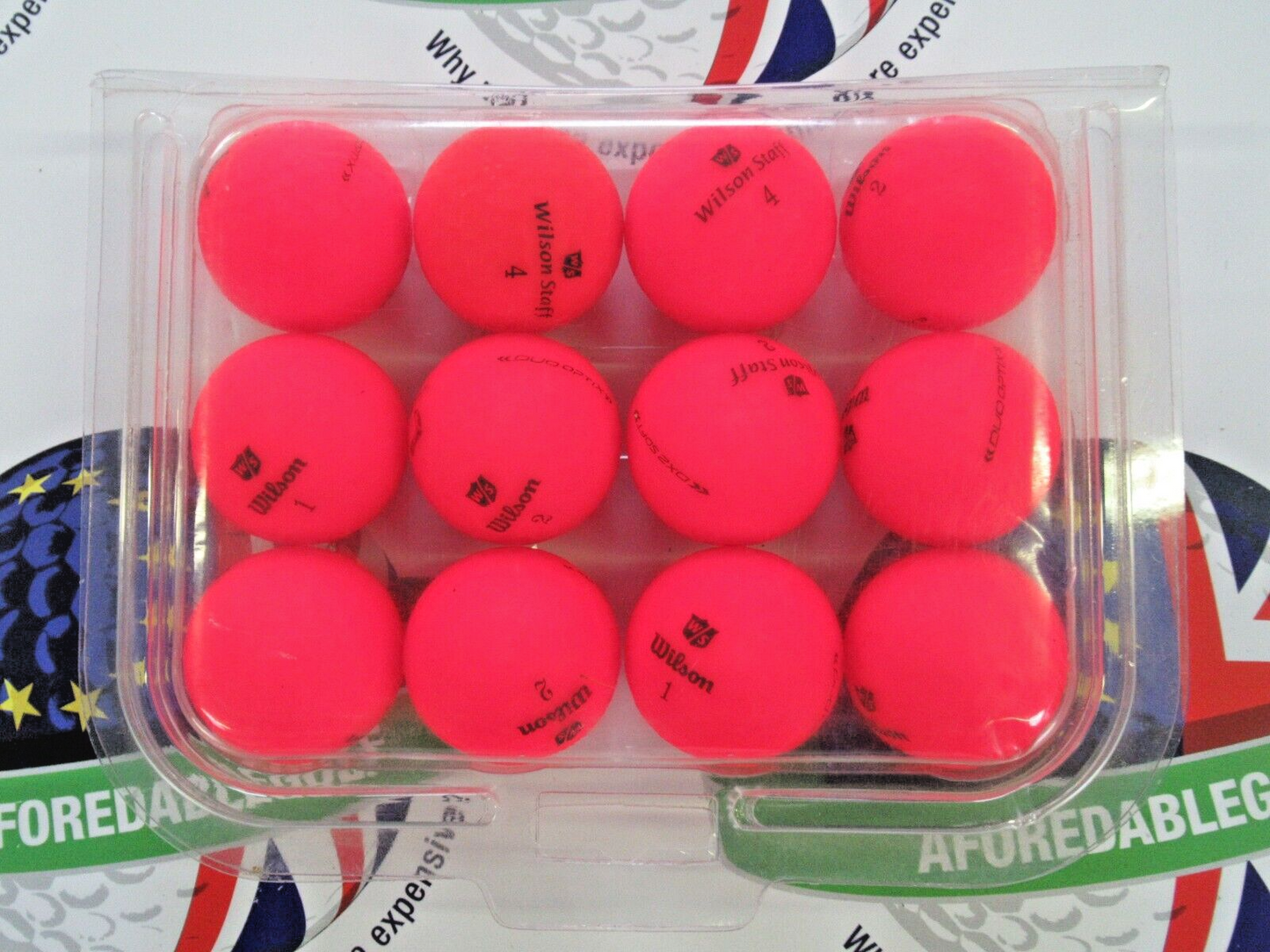 12 wilson staff matte finish optic red pearl/pearl 1 grade golf balls