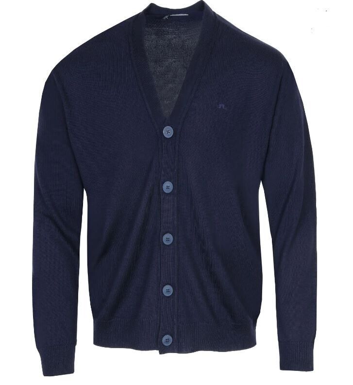 J Lindeberg Lucas Merino Wool Knitted Cardigan Navy UK Size XXL