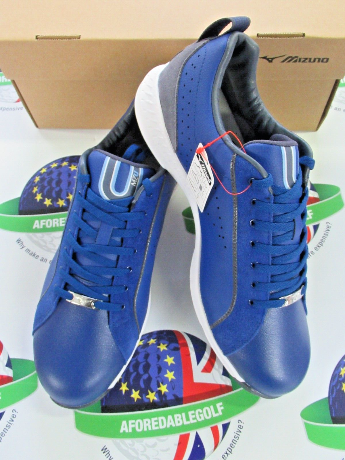 Mizuno Mzu Le Navy Blue Leather Golf Shoes UK Size 8.5