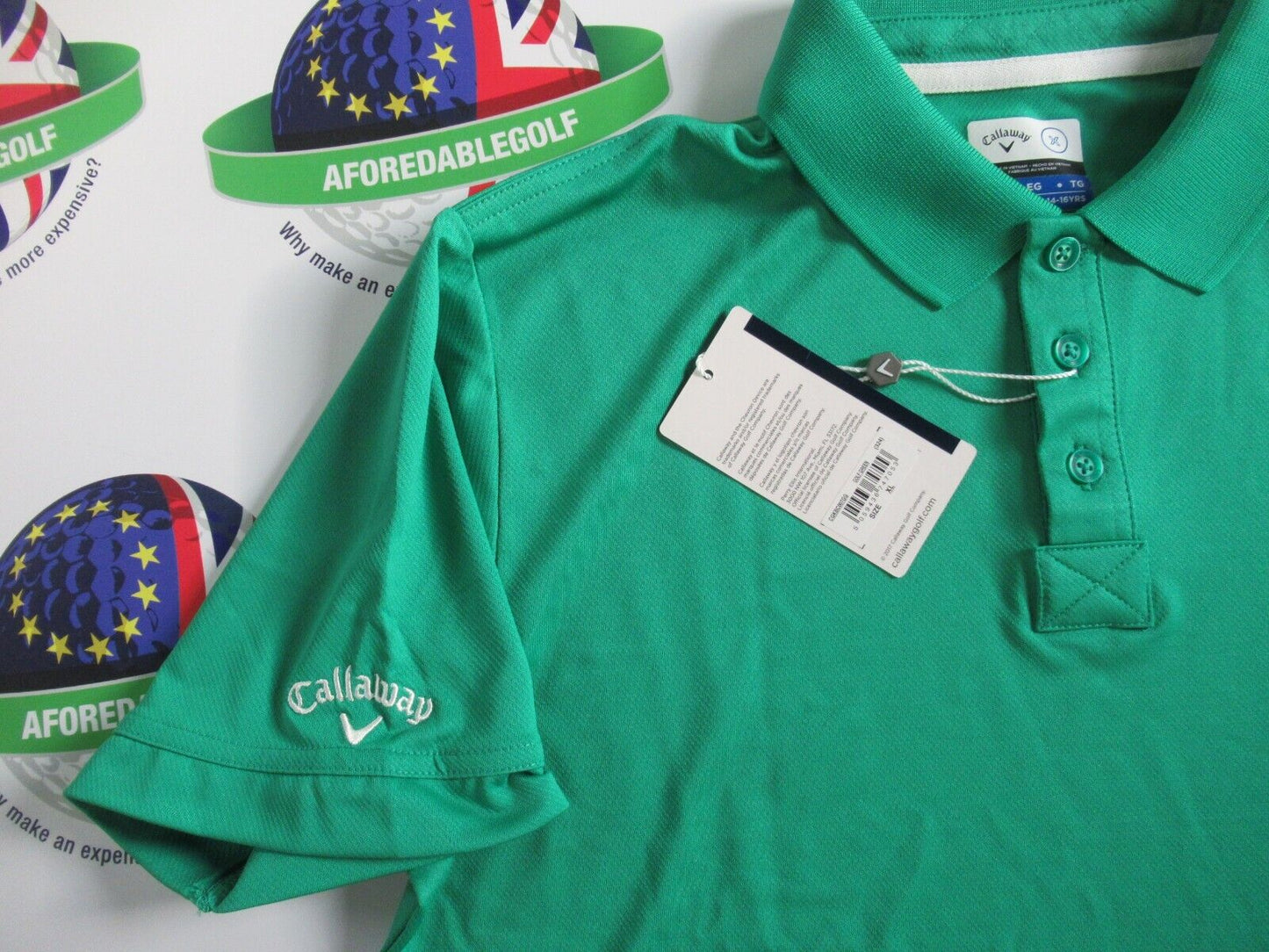 callaway x youth golf green polo shirt uk size xl 160-172cm 14-16 years