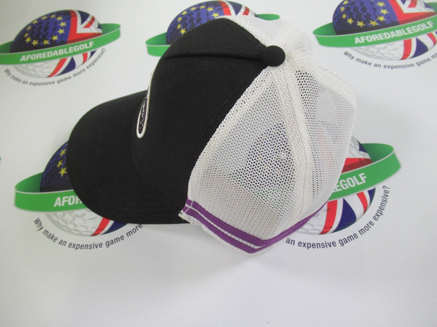 callaway golf trucker mesh snap back adjustable cap black/white/purple