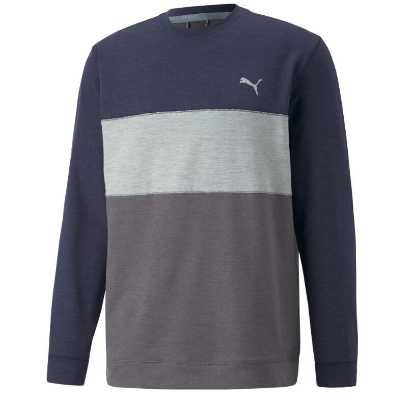 Puma Cloudspun Colourblock Crew Neck Top Navy/Grey UK Size XL