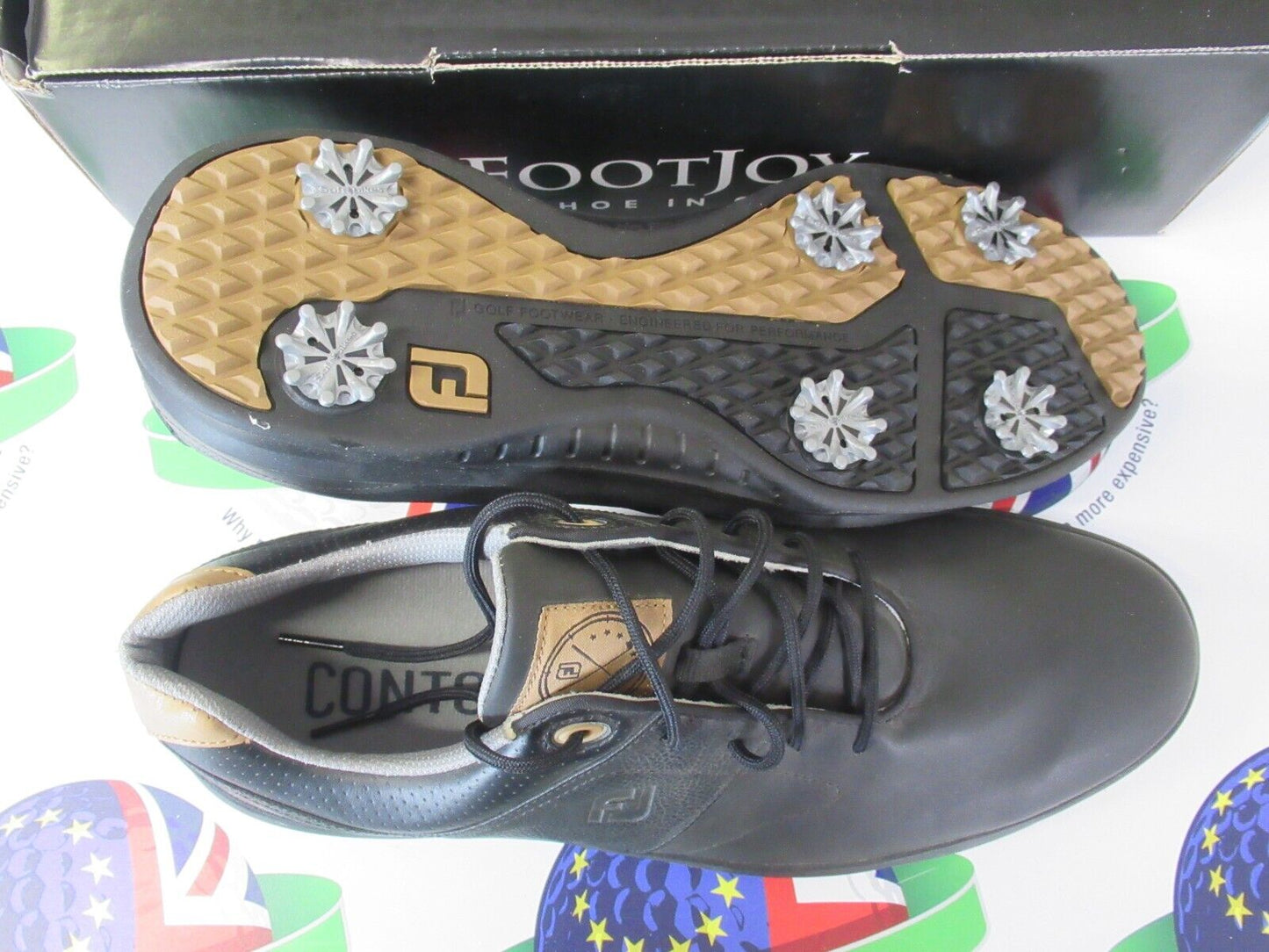 footjoy contour golf shoes 54194k black/copper uk size 10 wide/large