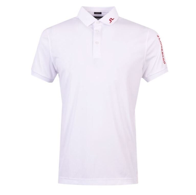 J Lindeberg Tour Tech Reg Fit Print Polo Shirt White Small