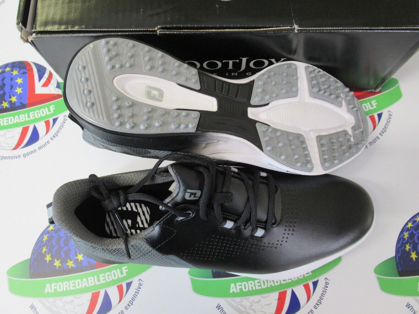 footjoy fj fuel waterproof golf shoes 55451k black/grey uk size 10 medium