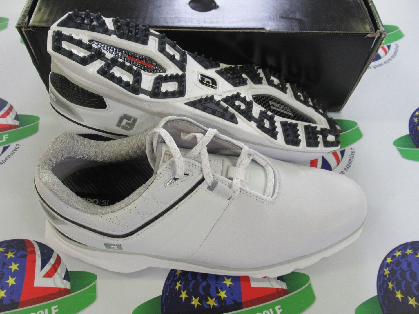 footjoy pro sl carbon waterproof golf shoes 53079k white/black size 9.5 medium