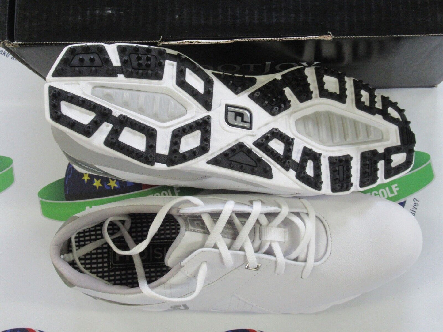 footjoy pro sl waterproof golf shoes 53104k white/grey uk size 9 medium