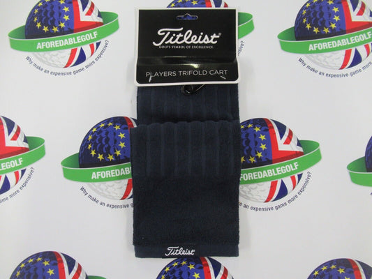 new titleist players trifold cart navy towel full loop terry 16" x 16"