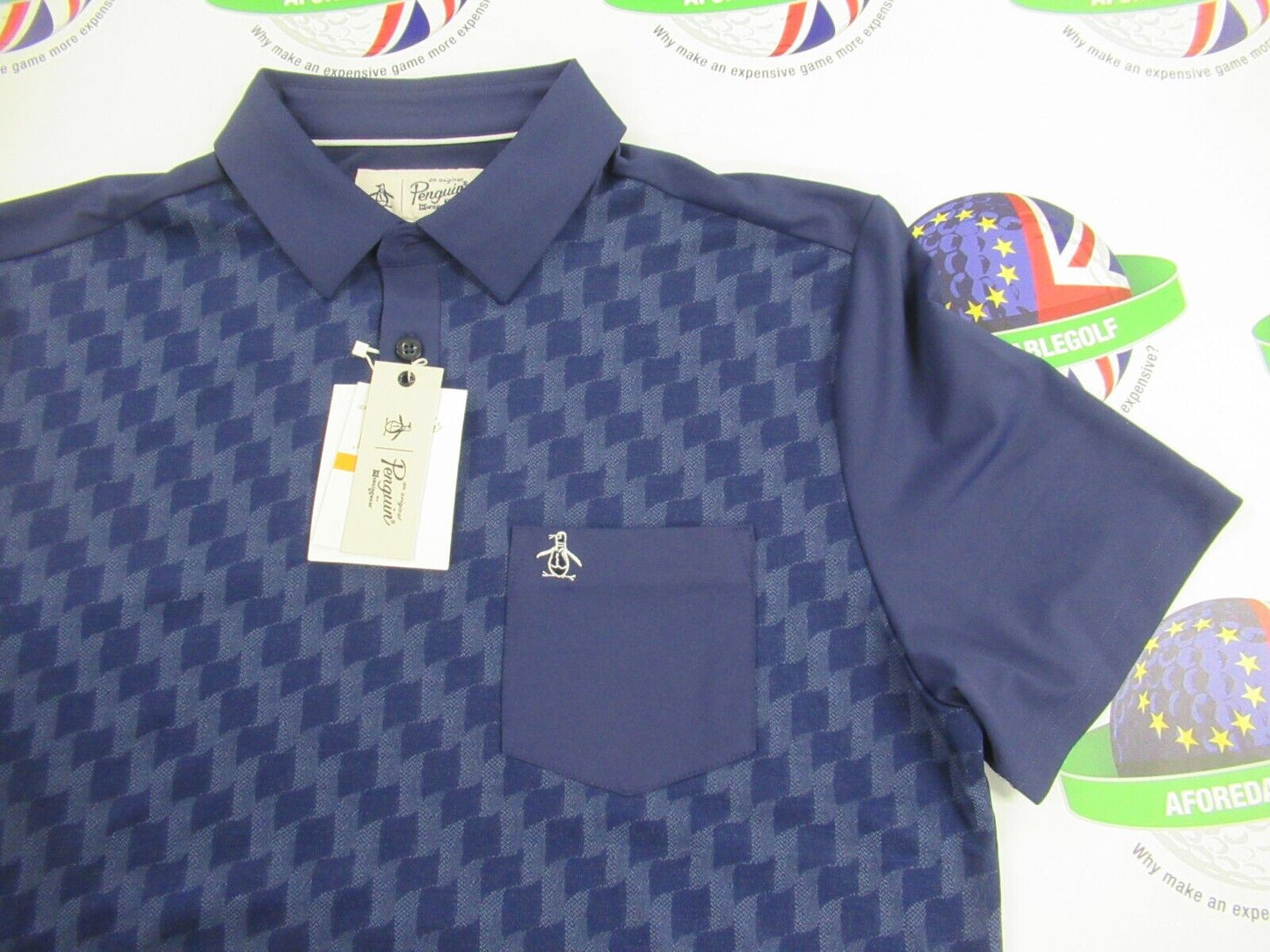 Original Penguin Golf 50's Colour Block Print Polo Shirt Astral Night Size Small