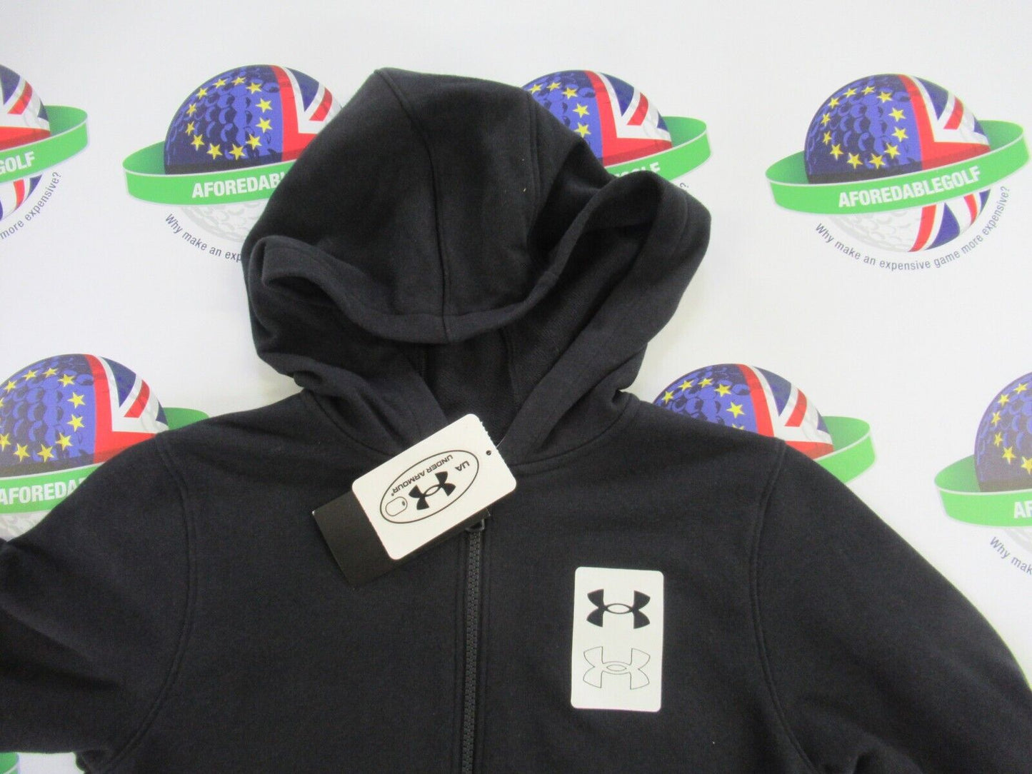 under armour boys rival terry full zip hoodie black loose youth small