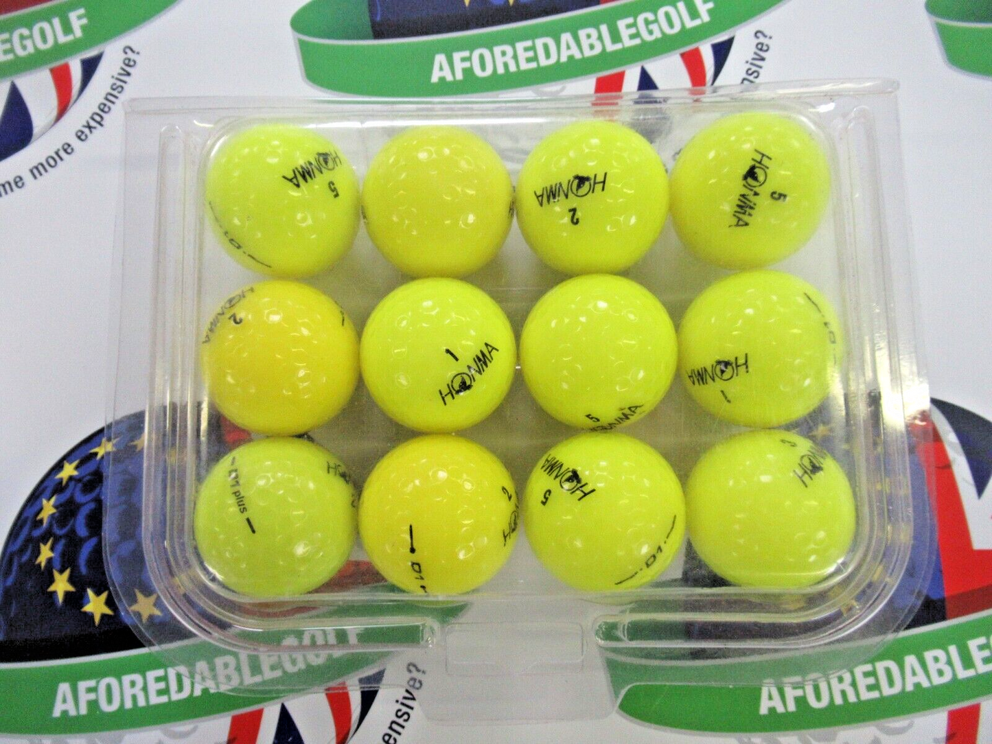 12 Honma D1 Optic Yellow Golf Balls Pearl/Pearl 1 Grade