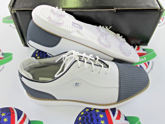 footjoy fj traditions womens golf shoes 97915k white/navy size 7 wide/large