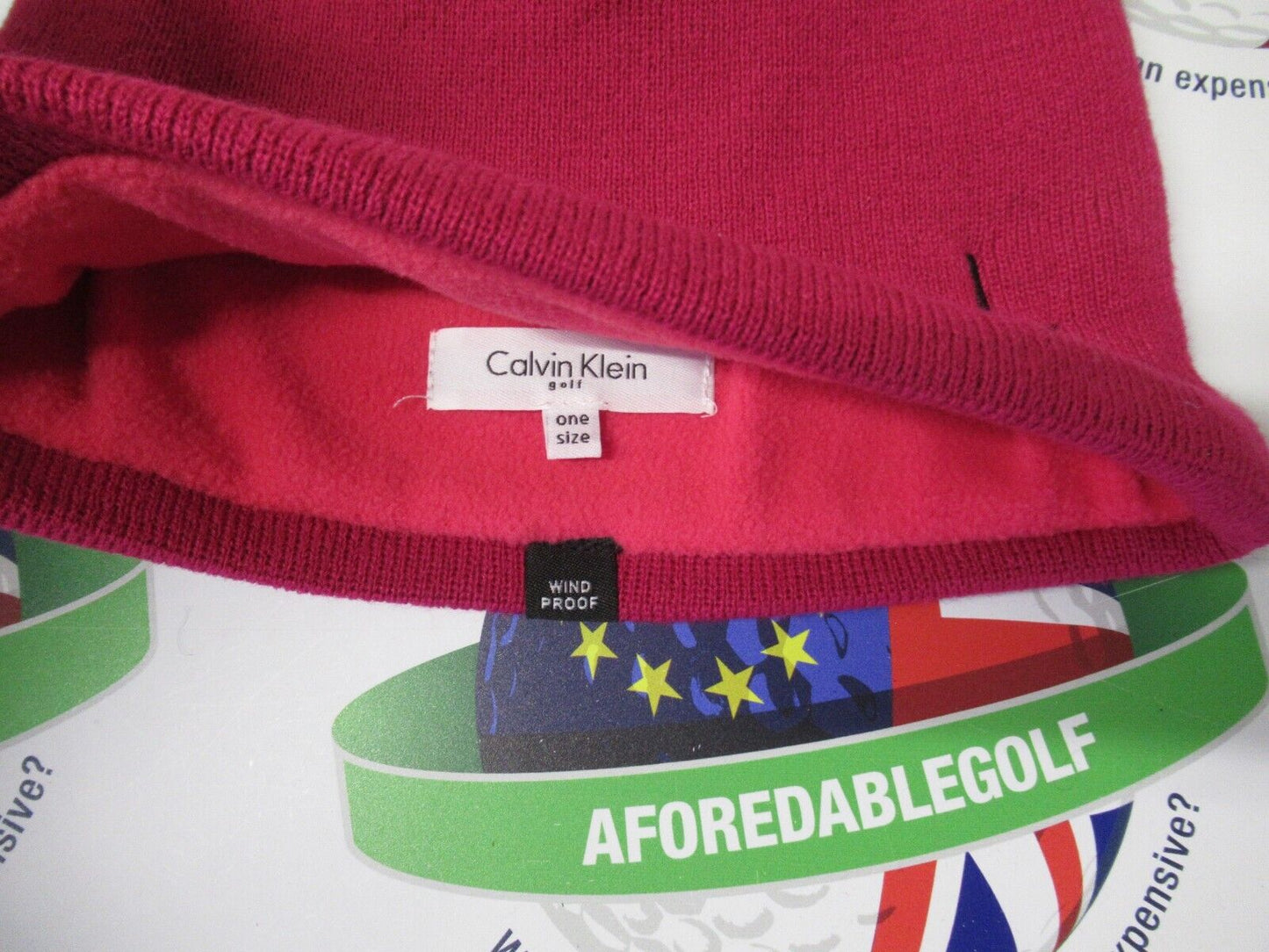 Calvin Klein Golf Magenta Fleece Lined Windproof Beanie