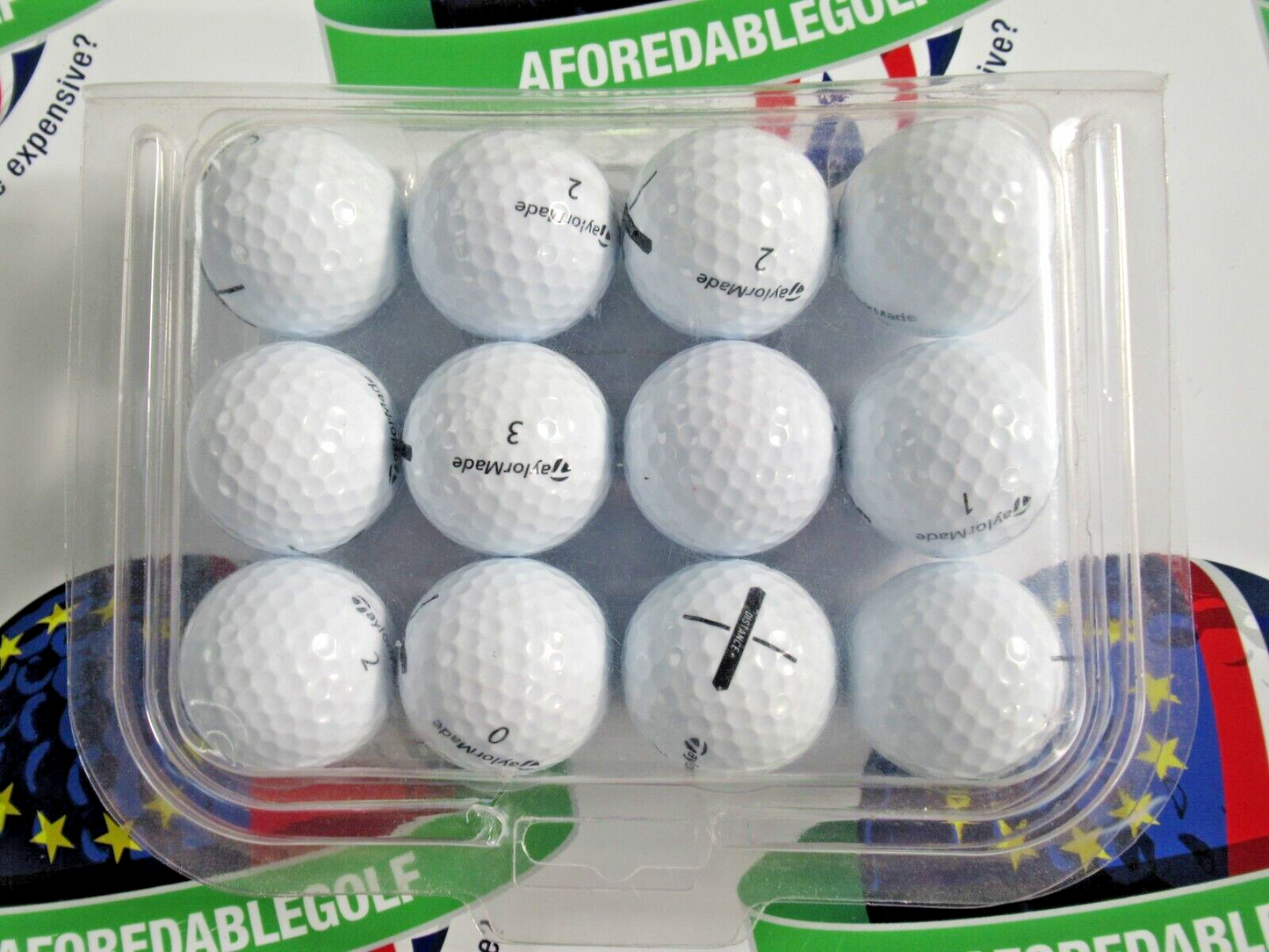 12 TaylorMade Distance Plus White Golf Balls Pearl/Pearl 1 Grade