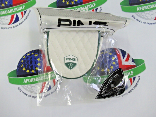 new ping limited edition heritage masters white/green mallet putter head cover