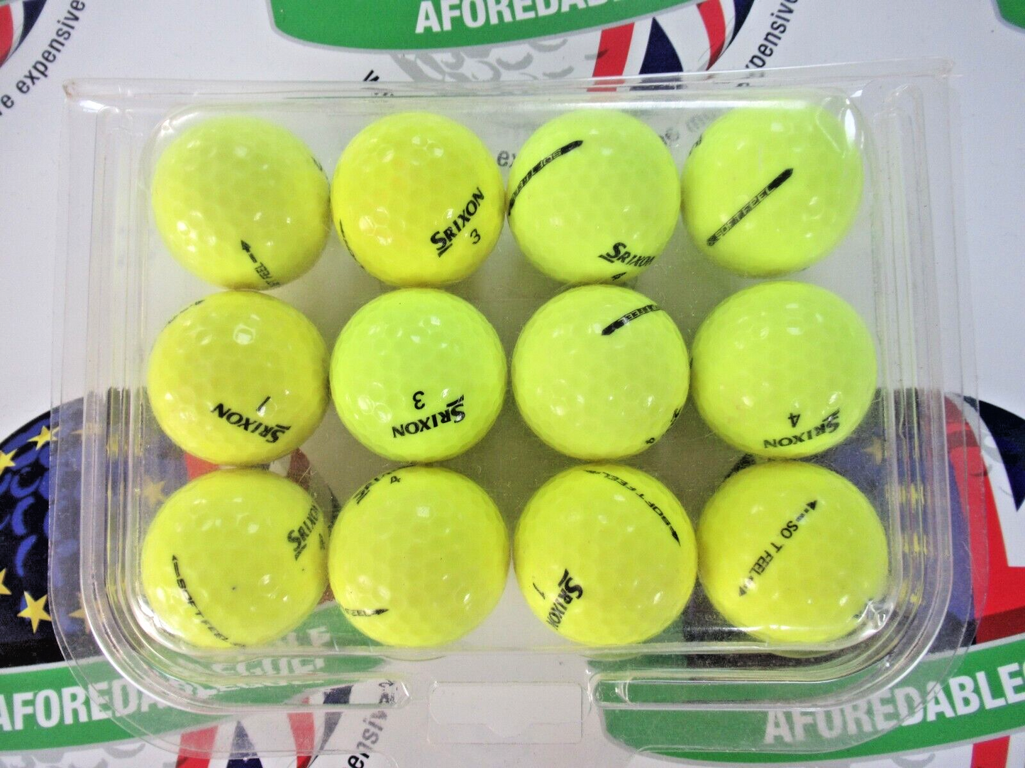 12 srixon soft feel optic yellow golf balls pearl/pearl 1 grade