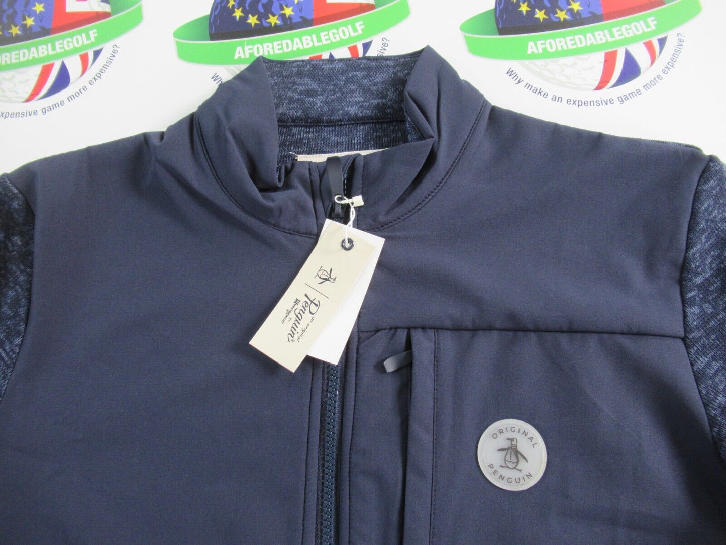Original Penguin Golf Colour Block Thermal Fleece Black Iris Heather Small