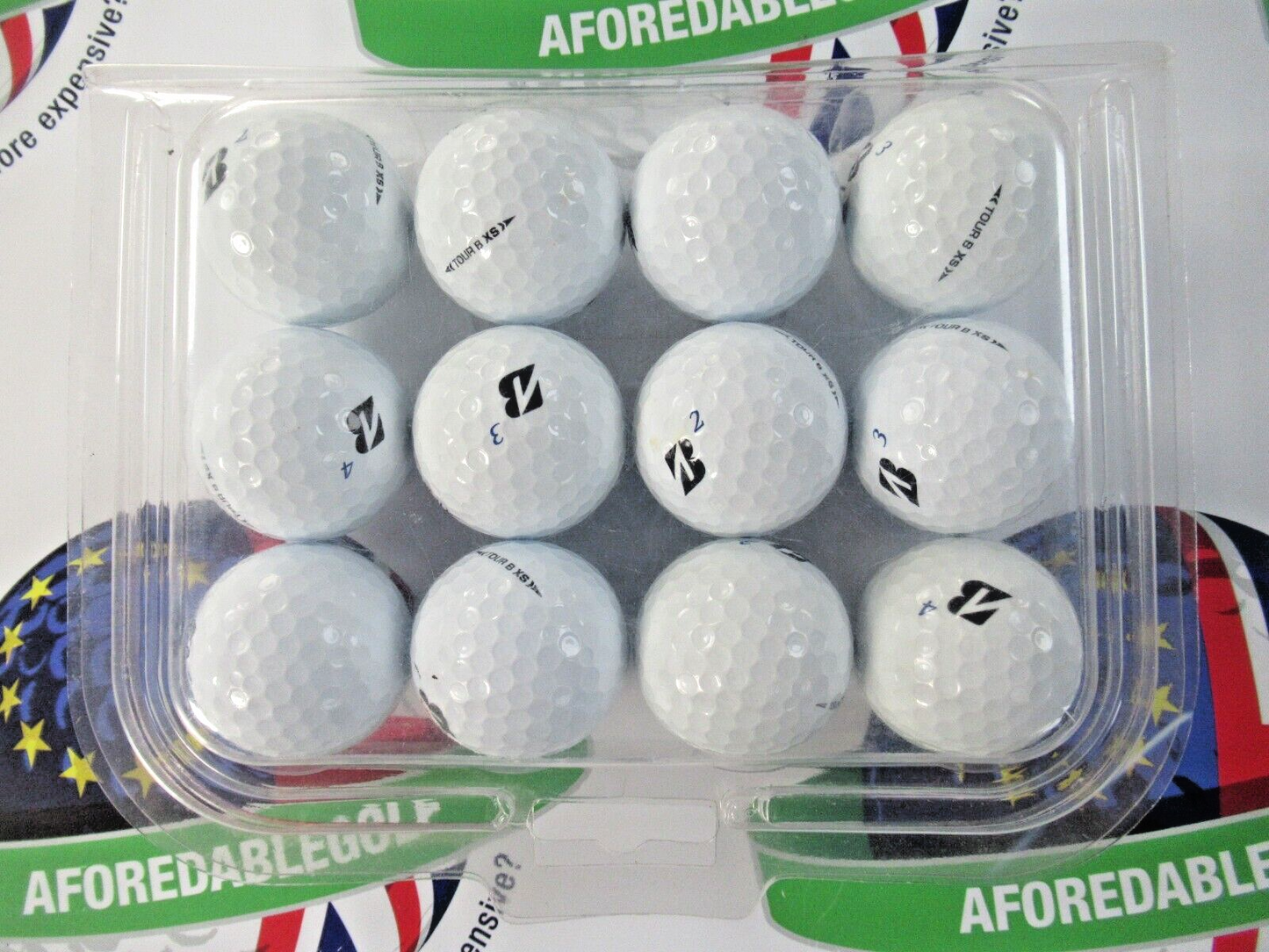 12 Bridgestone Tour B Rxs White Golf Balls Pearl/Pearl 1 Grade
