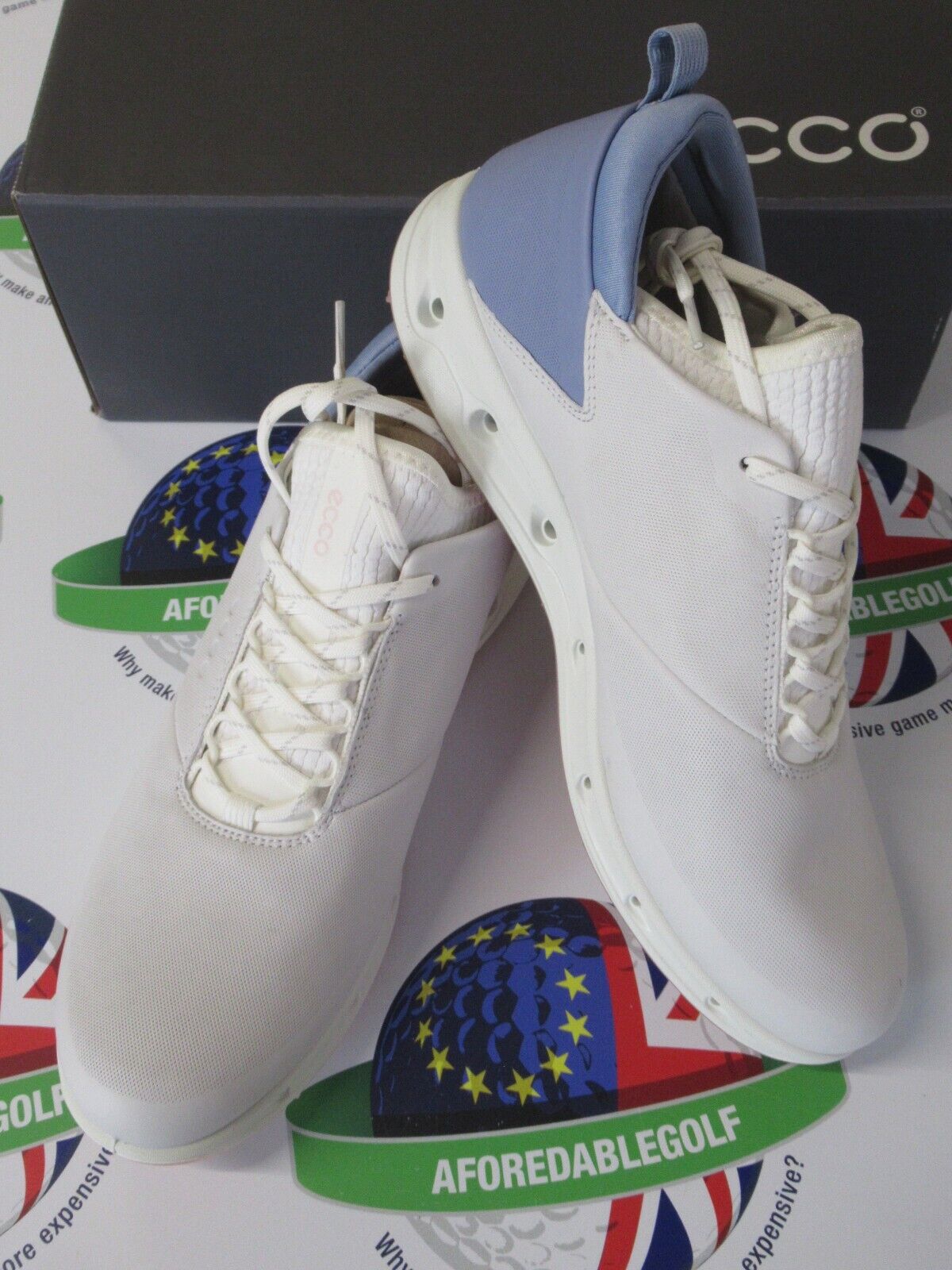 ecco womens golf cool pro golf shoes white/even tide uk size 7.5