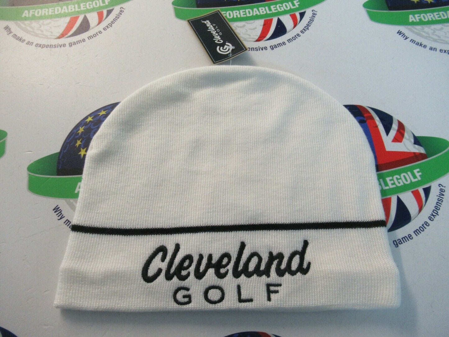 cleveland fleece lined cold weather autumn/winter white beanie hat