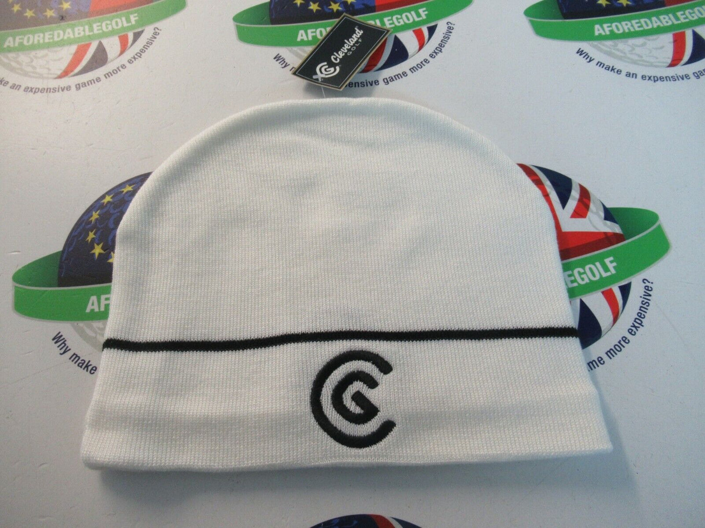 cleveland fleece lined cold weather autumn/winter white beanie hat