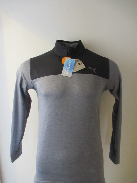 Puma Cloud Spun Colour Block 1/4 Zip Pullover Puma Black/Quiet Shade Size Small