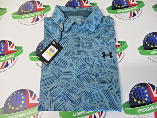 under armour play off 3.0 printed teal/blue polo shirt size medium