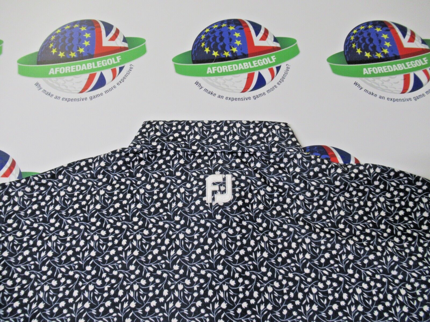 footjoy eu travel print polo shirt tossed tulips navy/white uk size medium