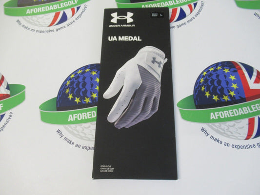 under armour medal white/grey golf glove right hand golf glove large