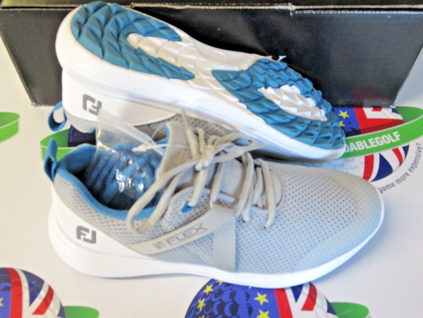 footjoy flex ladies golf shoes grey/blue/white 95727k uk size 4 medium