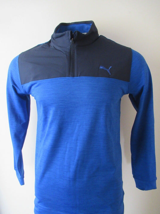 Puma Cloud Spun Colour Block 1/4 Zip Pullover Navy Blazer/Future Blue Size XL