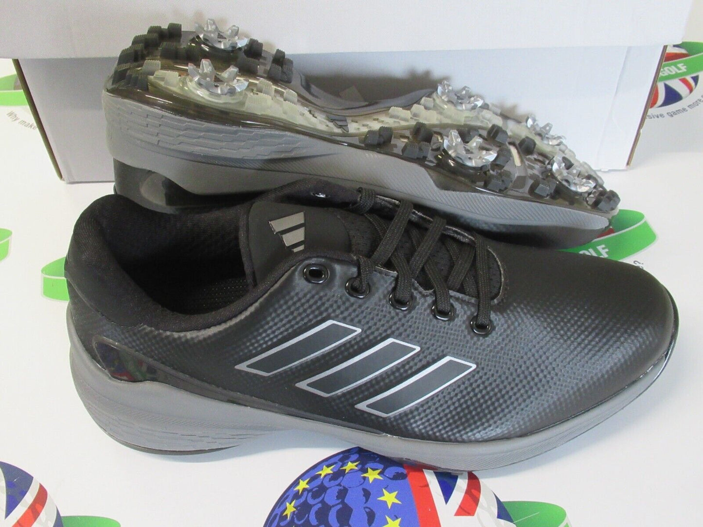 adidas zg23 waterproof golf shoes black/grey uk size 8.5