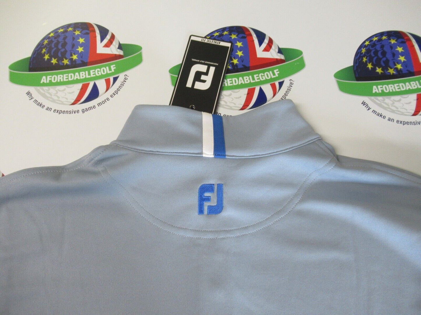 footjoy eu colour block chill out 1/2 zip pullover royal blue/dove grey large