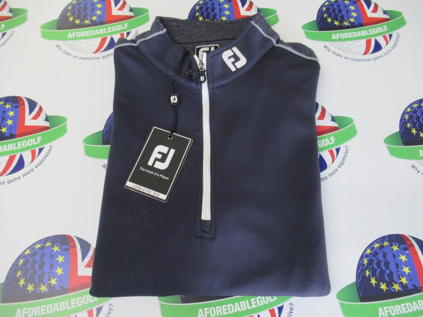 footjoy tonal heather chill out 1/2 zip pullover navy heather large