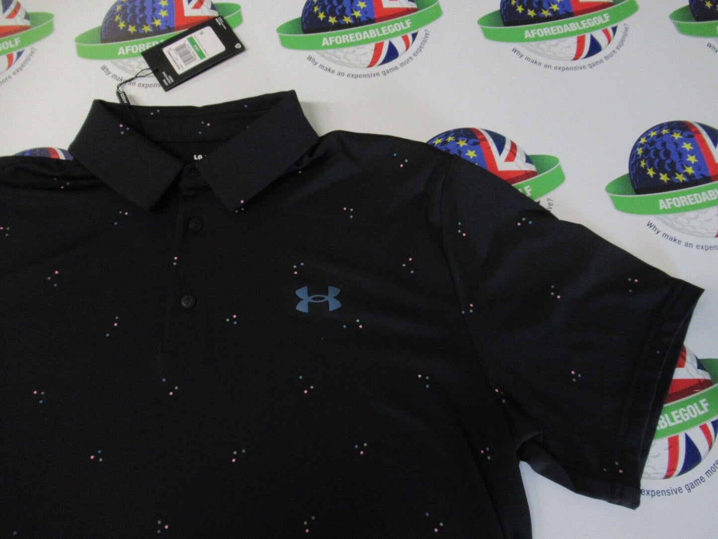 under armour play off 3.0 printed black multi dot polo shirt size large