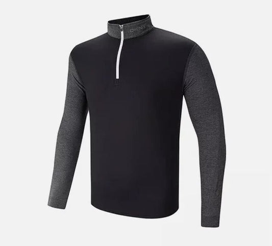 Dkny Golf 1/4 Zip Midlayer Black/Charcoal Grey UK Size XxXXL